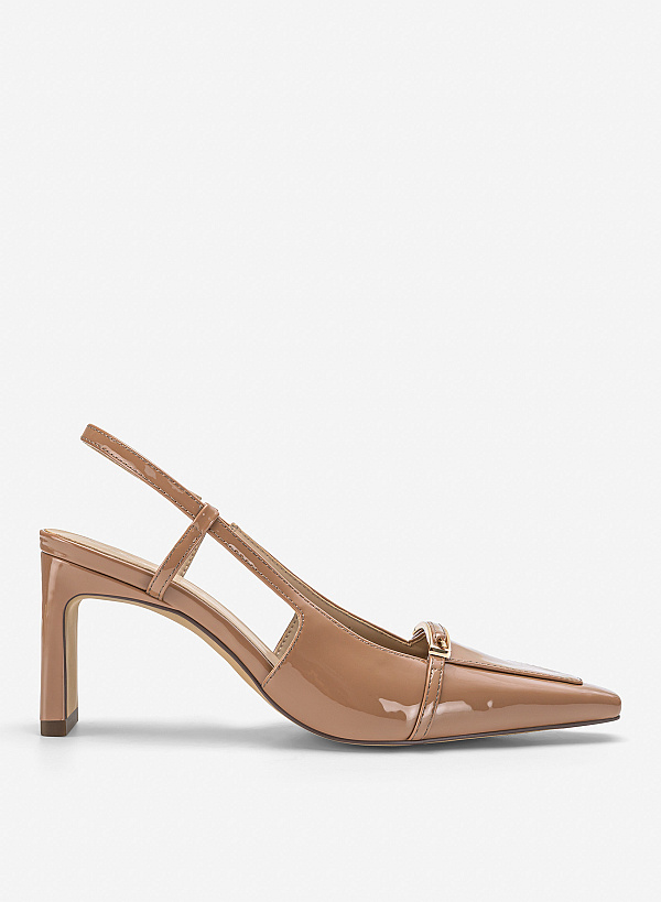 Giày slingback phối khoá kim loại