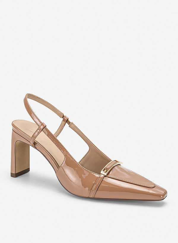Giày slingback phối khoá kim loại - BMN 0760 - Màu be đậm - VASCARA