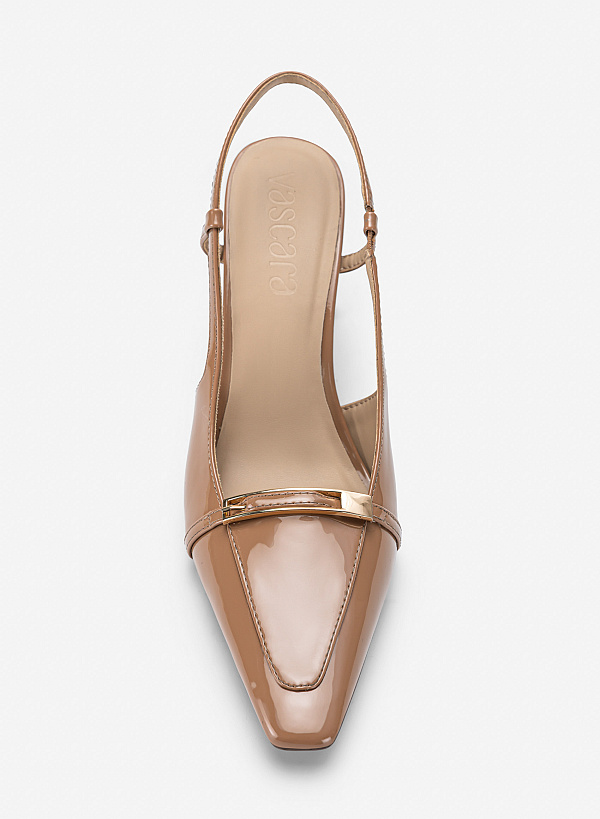 Giày slingback phối khoá kim loại - BMN 0760 - Màu be đậm - VASCARA
