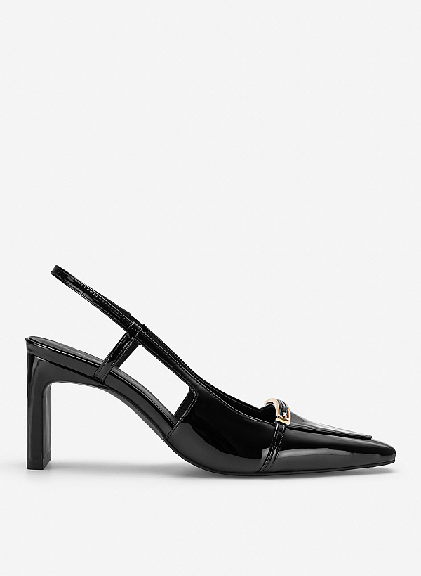 Giày slingback phối khoá kim loại