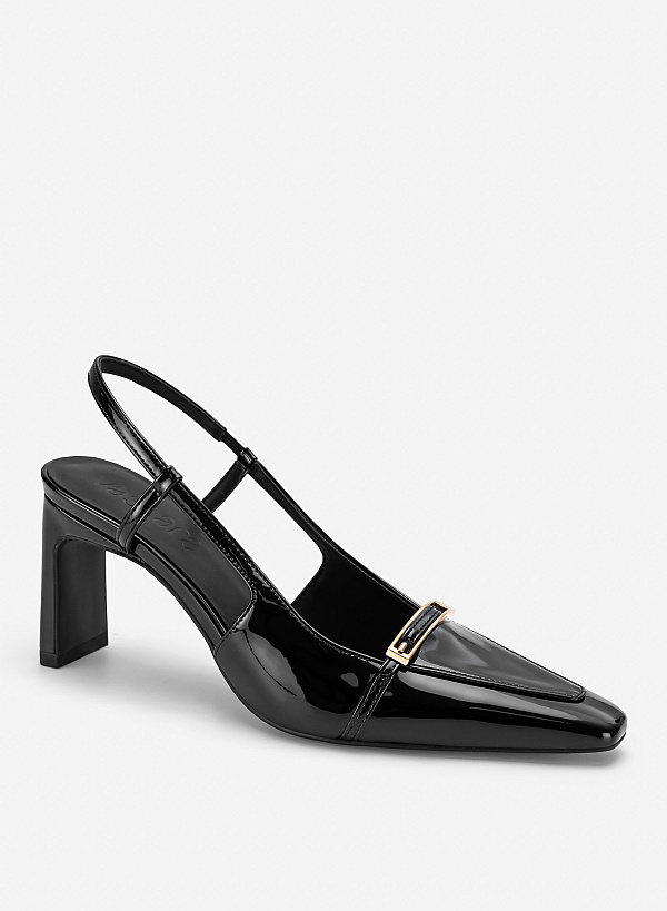 Giày slingback phối khoá kim loại - BMN 0760 - Màu đen - VASCARA