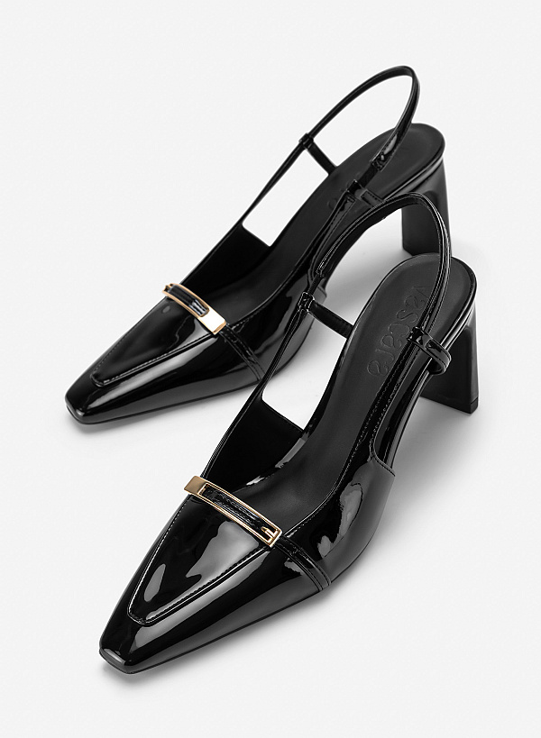 Giày slingback phối khoá kim loại - BMN 0760 - Màu đen - VASCARA