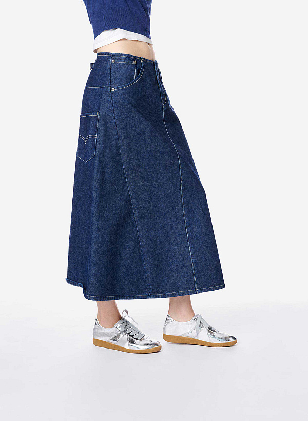 Giày sneaker da thật phối ánh bạc