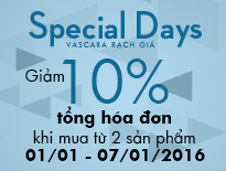 Sinh nhật CH Vascara Rạch Giá - Giảm 10% khi mua từ 2 sản phẩm