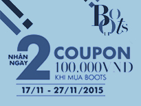 Boots up - Nhận ngay 02 Coupon 100.000VNĐ khi mua Boots