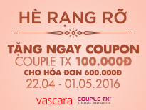 Vascara - Hè rạng rỡ - Tặng Coupon Couple TX 100.000Đ cho hóa đơn 600.000Đ