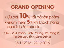 Grand Opening Vascara Đà Lạt – Ưu đãi 10% tất cả sản phẩm & giảm thêm 5% khi check-in Facebook