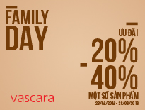 Vascara Vincom - Family Day -  Ưu đãi từ 20-40% một số sản phẩm