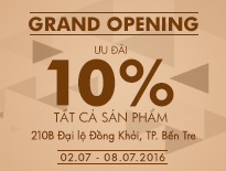 Grand Opening Vascara Bến Tre - Ưu đãi 10% tất cả sản phẩm