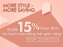 Vascara - More Style - More Saving - Ưu đãi 15% hóa đơn khi thanh toán bằng thẻ ngân hàng