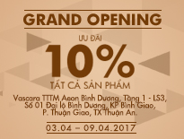 Grand Opening Vascara Aeon Bình Dương – Ưu đãi 10% tất cả sản phẩm