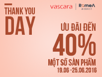 Thank You Day – Vascara TTTM RomeA – Ưu đãi 20 – 40% một số sản phẩm