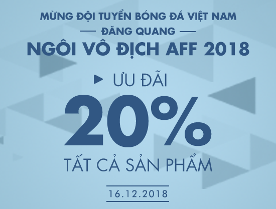Chúc mừng đội tuyển Việt Nam vô địch AFF Cup - Ưu đãi 20 % tất cả sản phẩm - vascara.com