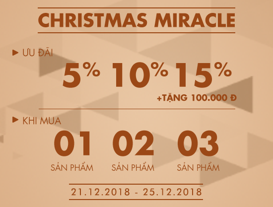 Christmas Miracle: Ưu đãi đến 15% tất cả sản phẩm và tặng Coupon 100K