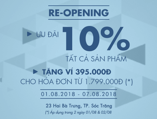 Re-Opening Vascara Sóc Trăng – Ưu đãi 10% tất cả sản phẩm + Tặng 1 ví trị giá 395.000đ cho hóa đơn từ 1.799.000đ