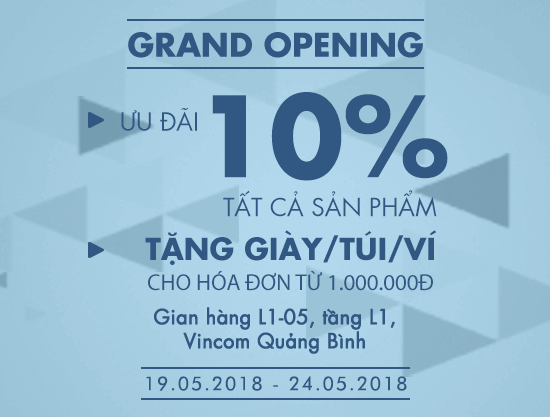 Grand Opening – Vascara Vincom Quảng Bình – Ưu đãi 10% tất cả sản phẩm + Rút Thăm May Mắn Trúng Giày/Túi/Ví