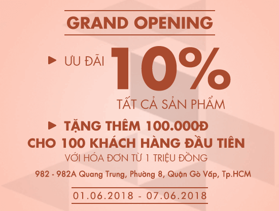 Grand Opening - Vascara Quang Trung – Ưu đãi 10% tất cả sản phẩm + Tặng 100.000đ cho 100 khách hàng đầu tiên