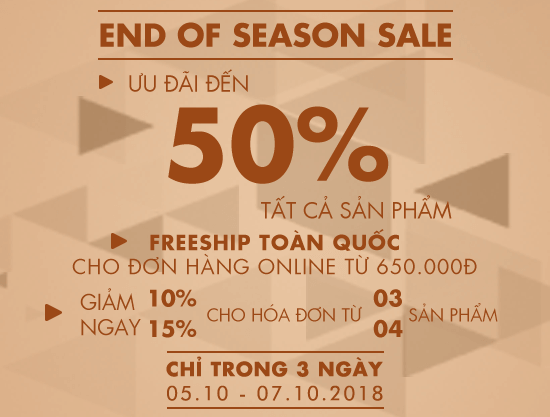 End Of Season Sale: Giảm thêm đến 15% cho hóa đơn từ 04 sản phẩm - vascara.com