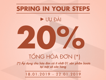 “Spring in your steps” – Ưu đãi 20% cho hóa đơn có sản phẩm giày Boots