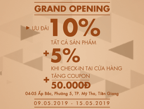 Grand Opening Vascara Tiền Giang – Ưu đãi 10% tất cả sản phẩm & tặng coupon 50K