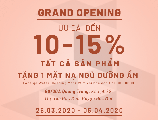 Grand Opening Vascara Hóc Môn - Ưu đãi 10% - 50% tất cả sản phẩm