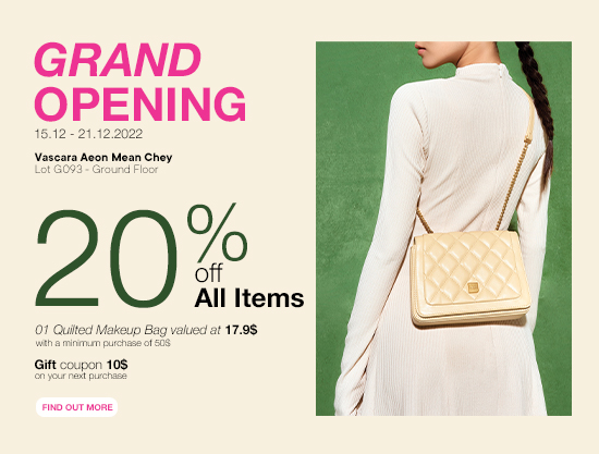 Grand Opening Vascara’s First Store at Mean Chey | Get 20% off all items + Gift Coupon + Makeup Bag
