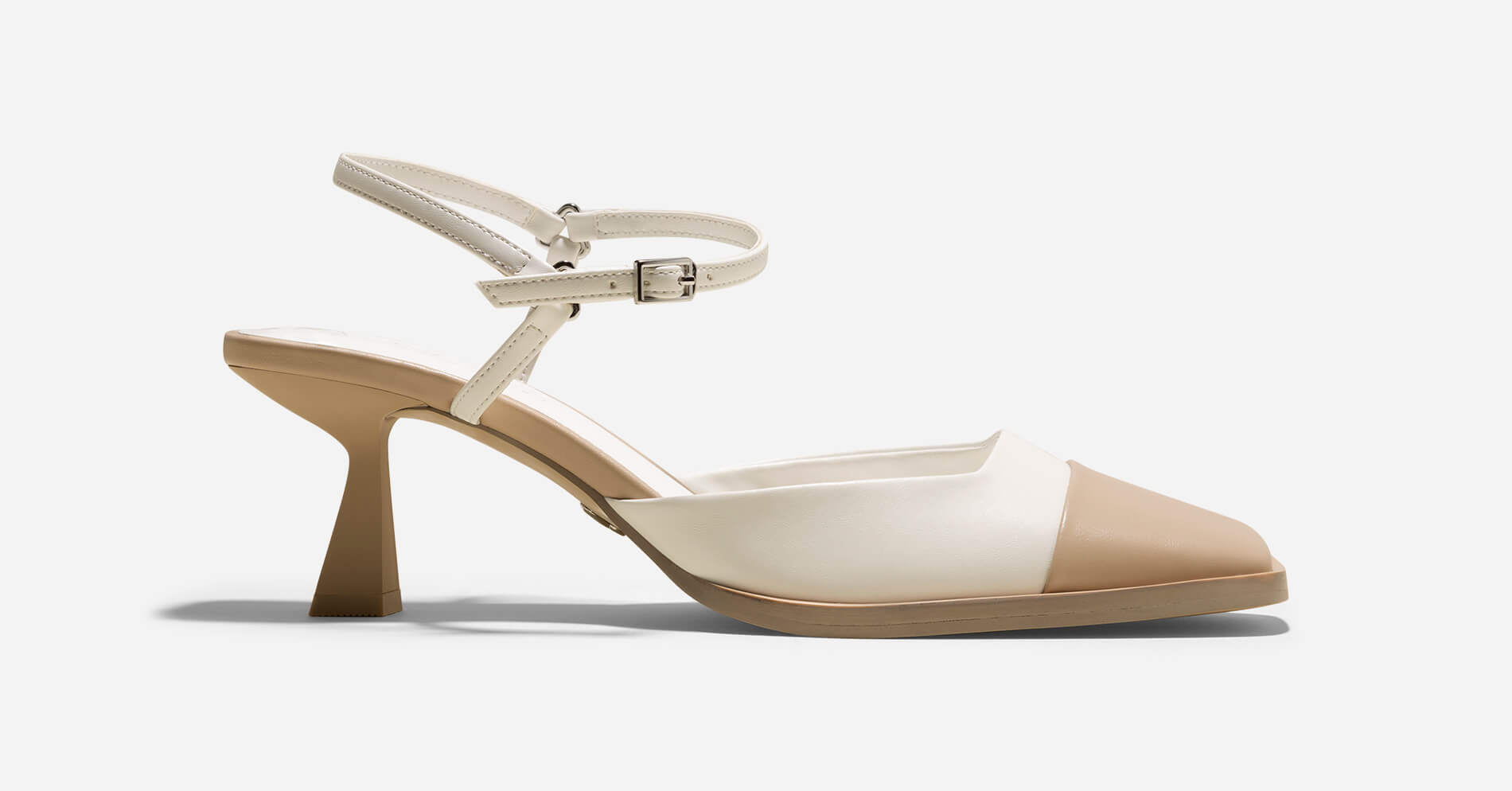 Toe Cap Layer Décor Spool Heel Pumps - HIG 0595 - White | VASCARA