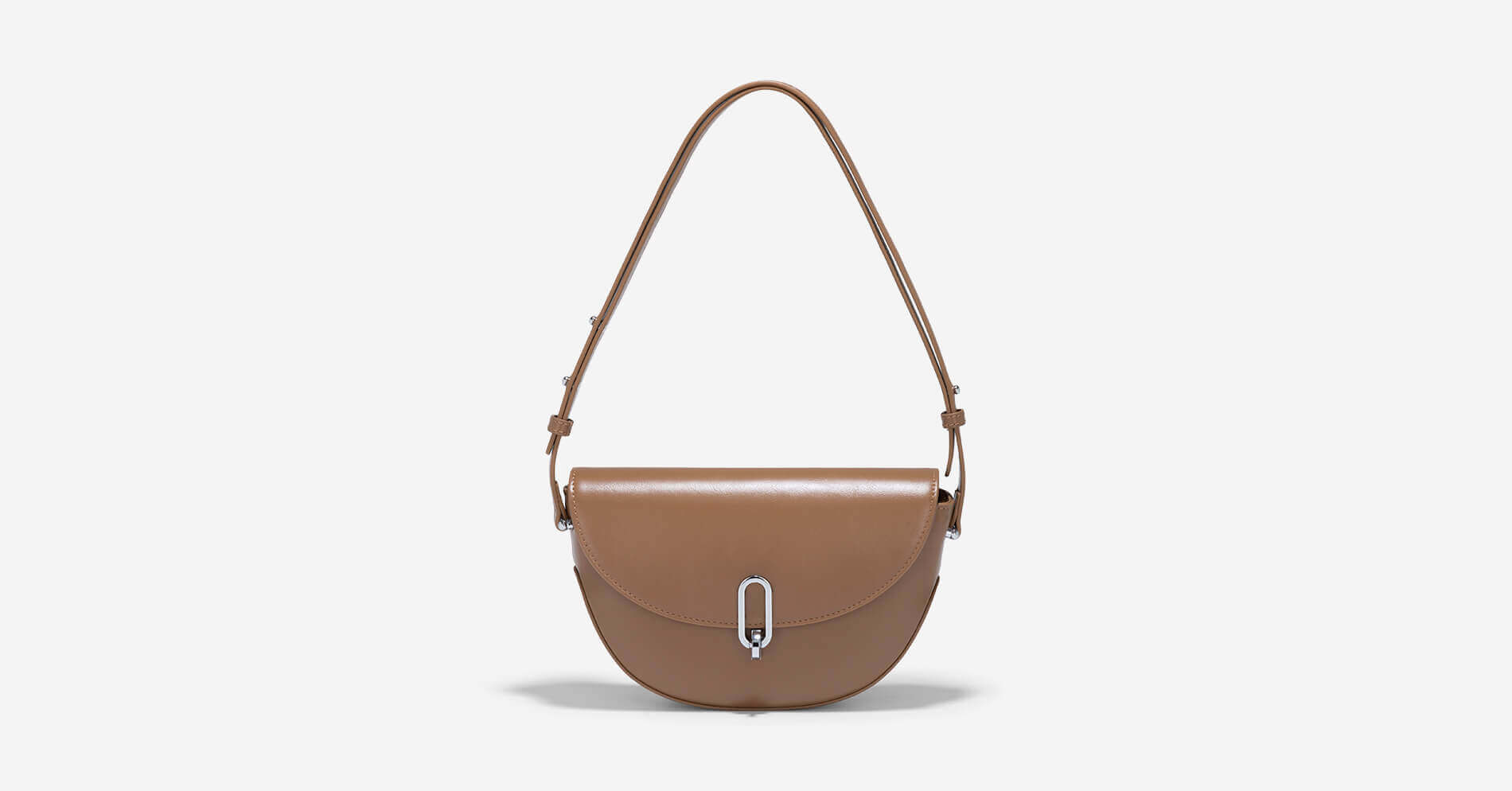 Metal Clasp Saddle Bag - MES 0238 - Dark Brown | VASCARA Metal Clasp Saddle Bag - MES 0238 - Dark Brown | VASCARA