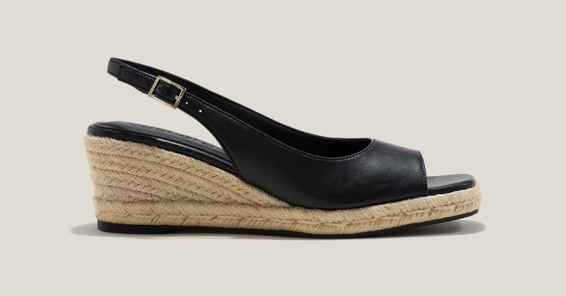 Woven Strap Wedge Heel Slingbacks - PLA 0445 - Black | VASCARA