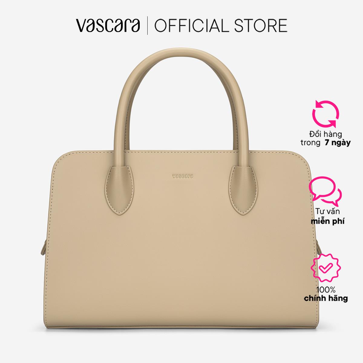 [Voucher 50K | 15.5  - 17.5] Vascara Túi Xách Tay Quai Đôi Vân Da Phối Tương Phản - TOT 0193