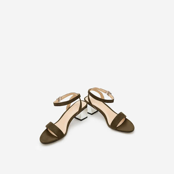 Giày sandal gót vuông SDN 0571 - Màu Xanh rêu