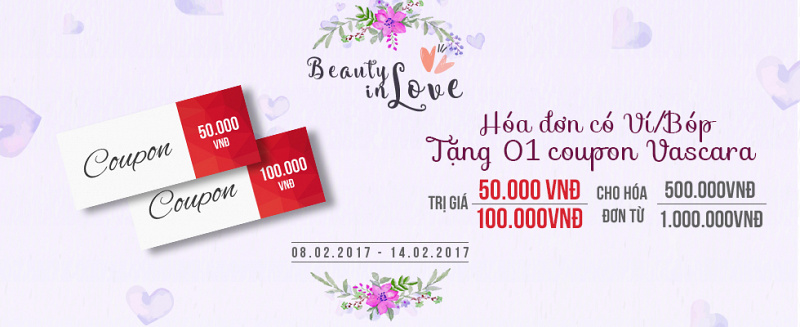 Vascara ưu đãi các cặp tình nhân ngày lễ tình yêu Valentine 2017, tặng coupon khi mua ví bóp nữ